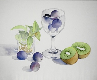 ワインとブドウの水彩画 ai-generated-illustration-