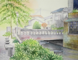 絵画「早春～ こぶしの咲くころ」　水彩画 絵画「早春～ こぶしの咲くころ」 水彩画