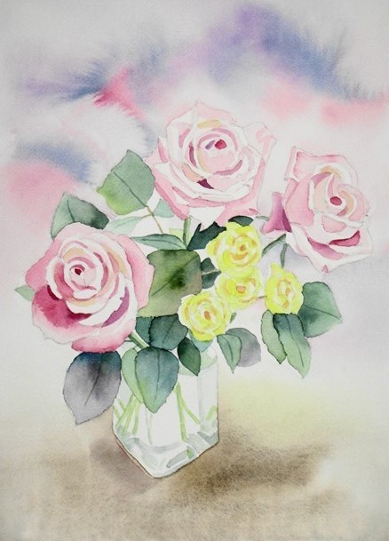 薔薇の花 ごくさんの透明水彩画